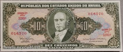 1 Centavo на 10 крузейроs Надпечатка 1 Centavo на 10 крузейроs